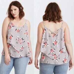 Torrid Sleeveless Floral Flowy Breezy Summer Criss Cross Tank Size 3X Plus